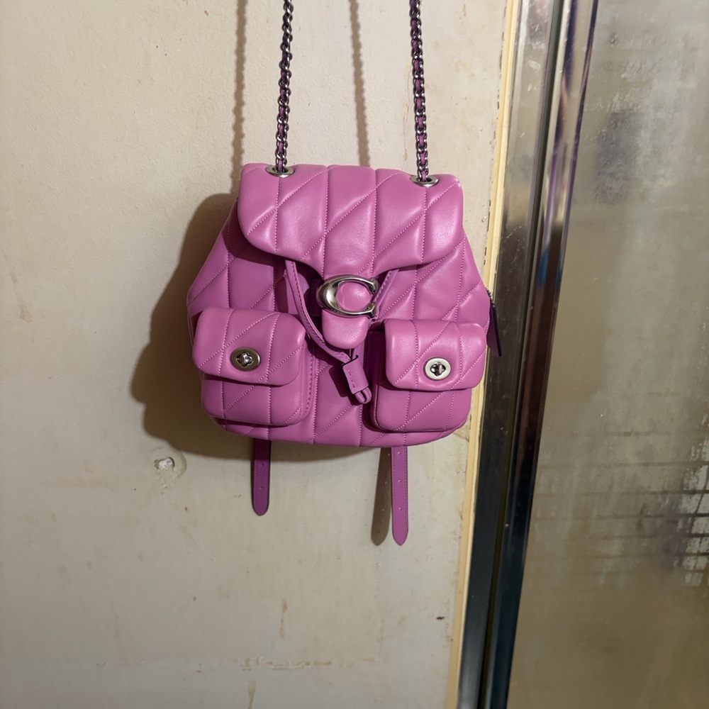 Coach Light Pink Quilted Backpack